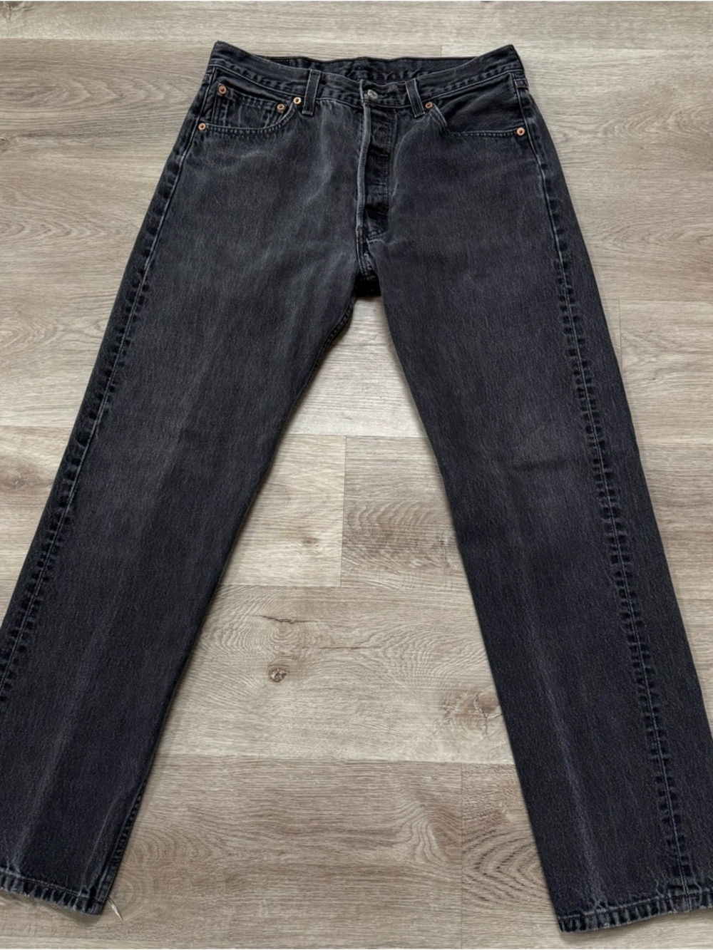 Vintage 90s Levis 501 USA MADE Black Fade Denim Jeans 501-0660 ACTUAL Size 32x31